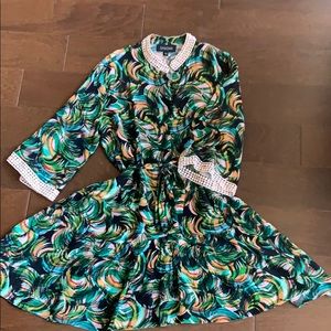 Saloni Silk and Lace Print Dress sz10